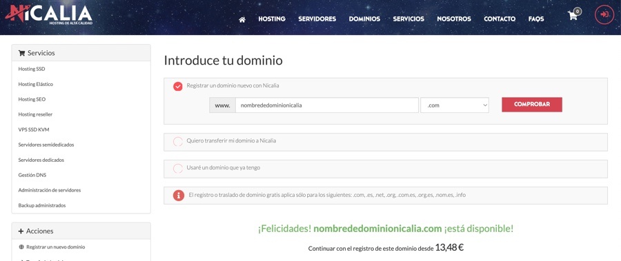 Registrar dominio