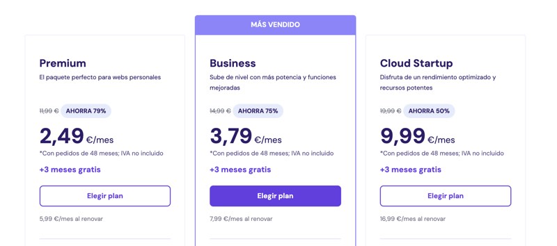 Precios oferta Hostinger
